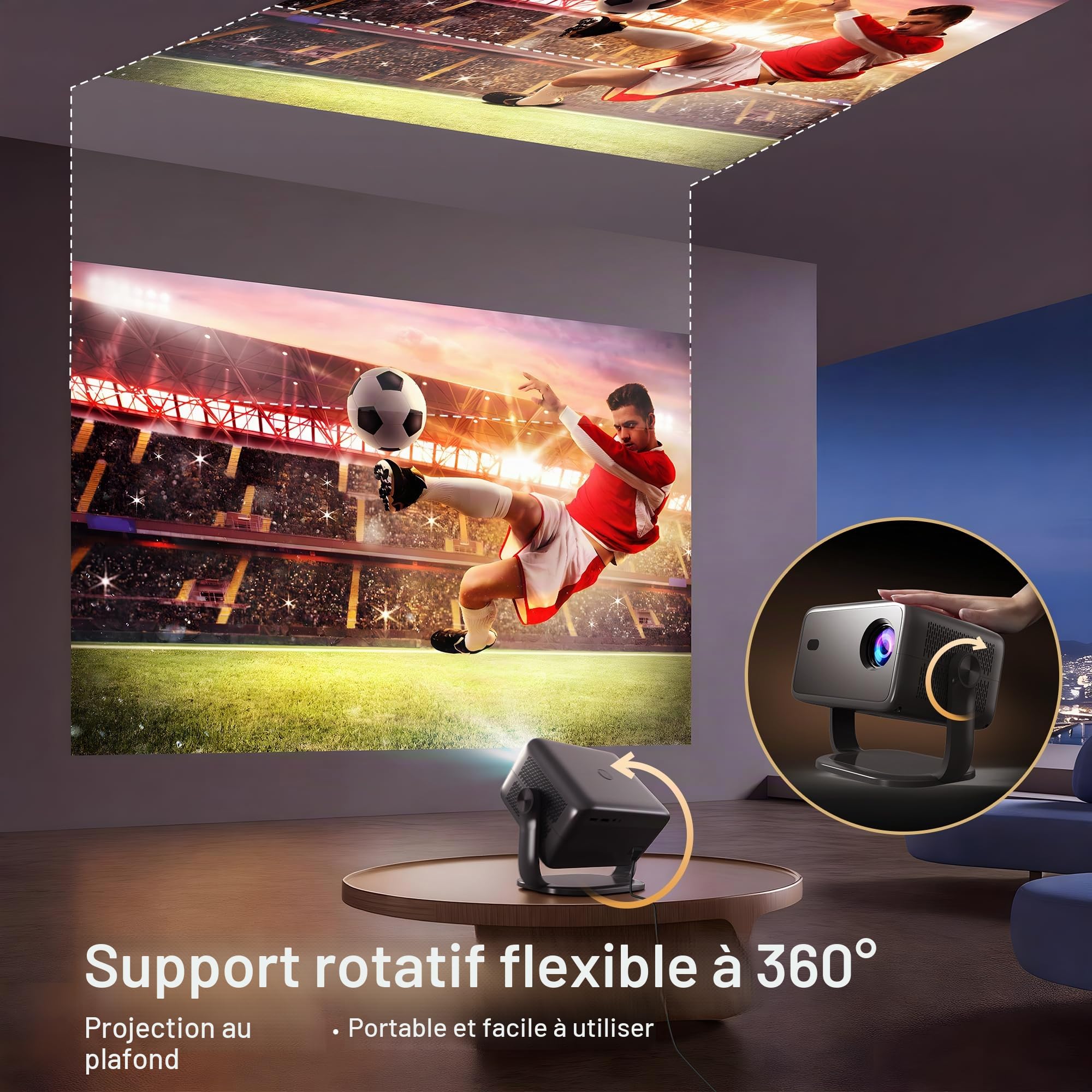 Smart Vidéoprojecteur Supporte 4K, Compatible avec Netflix Projecteur HDR10