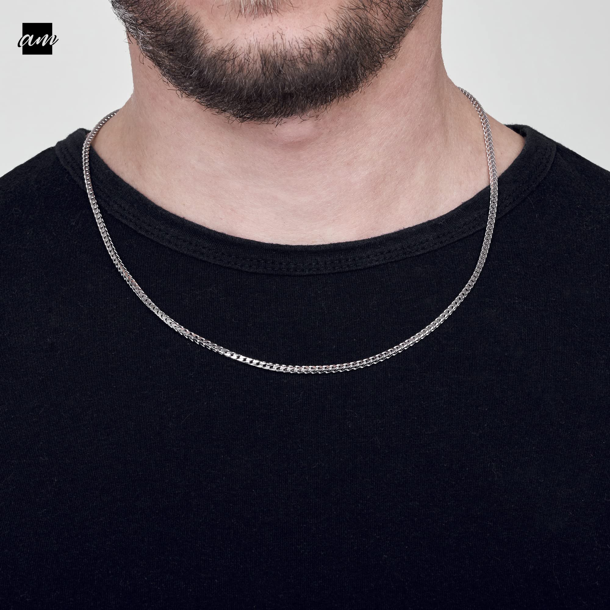 Amberta 925 Sterling Silber Halskette für Herren - Franco-Kette 2.5 mm
