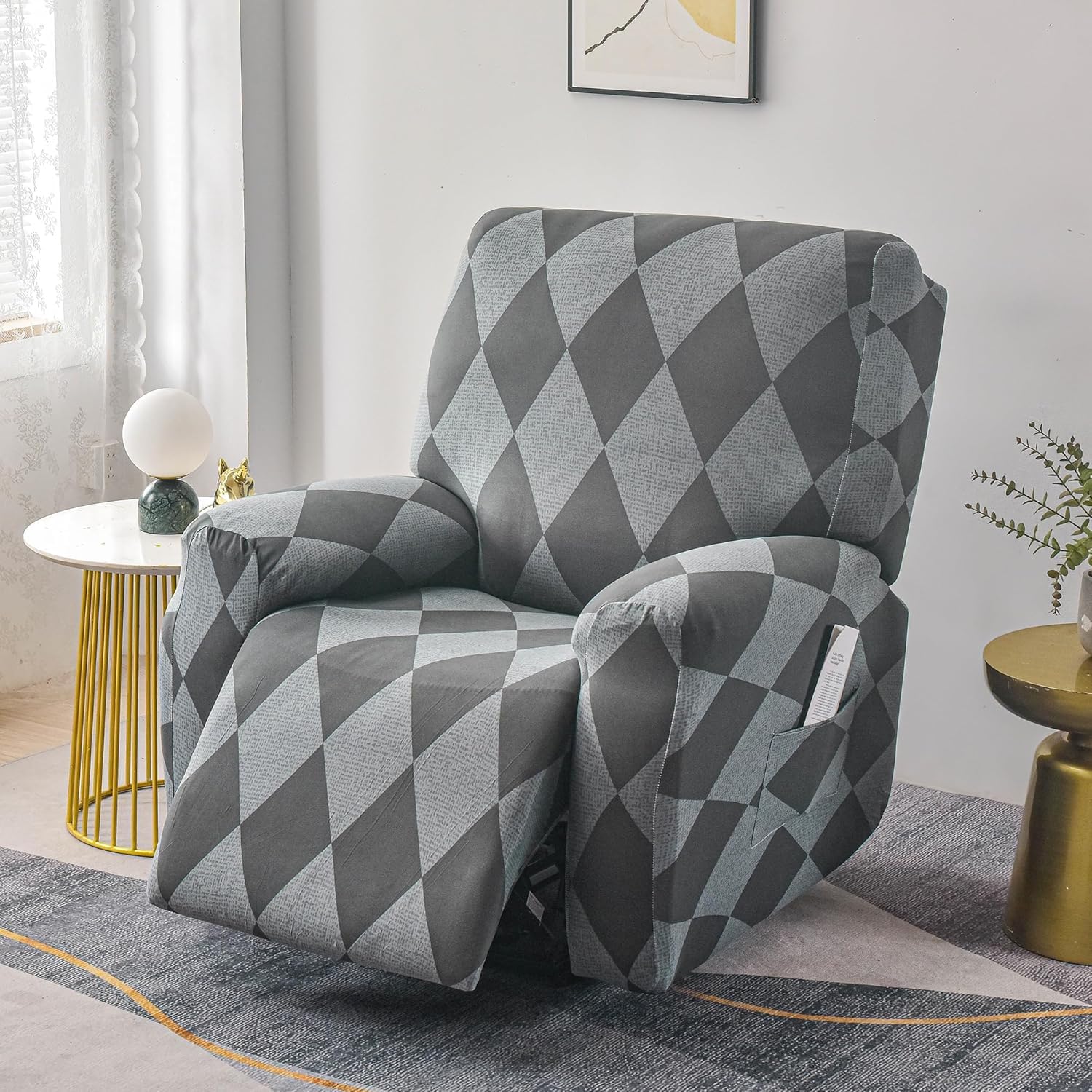 House of Quirk Polyester Recliner Slipcover 4 Pieces Stretch Printed Chair Covers With Side Pocket Recliner Sofa Couch Cover Anti-Slip Fitted Recliner Cover Furniture Protector - Grey Rittle (B0DDHH7FBF) Amazon Price History, Amazon Price Tracker