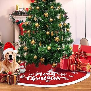 48 Inch Christmas Tree Plush Skirt,Faux Fur Christmas Tree Skirt with Snowflakes,Christmas Decorations Tree Base Skirt for Xmas Tree Decoration,Holiday Home Party Decor