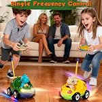 TOPLIVING 2-Pack Remote Control Dinosaur Car Toys for Toddler Ages 18+ Months, 2 3 4 5 Year Old, Dino RC Vehicle with LED Lights, Music, Christmas Birthday Gift for Boys & Girls