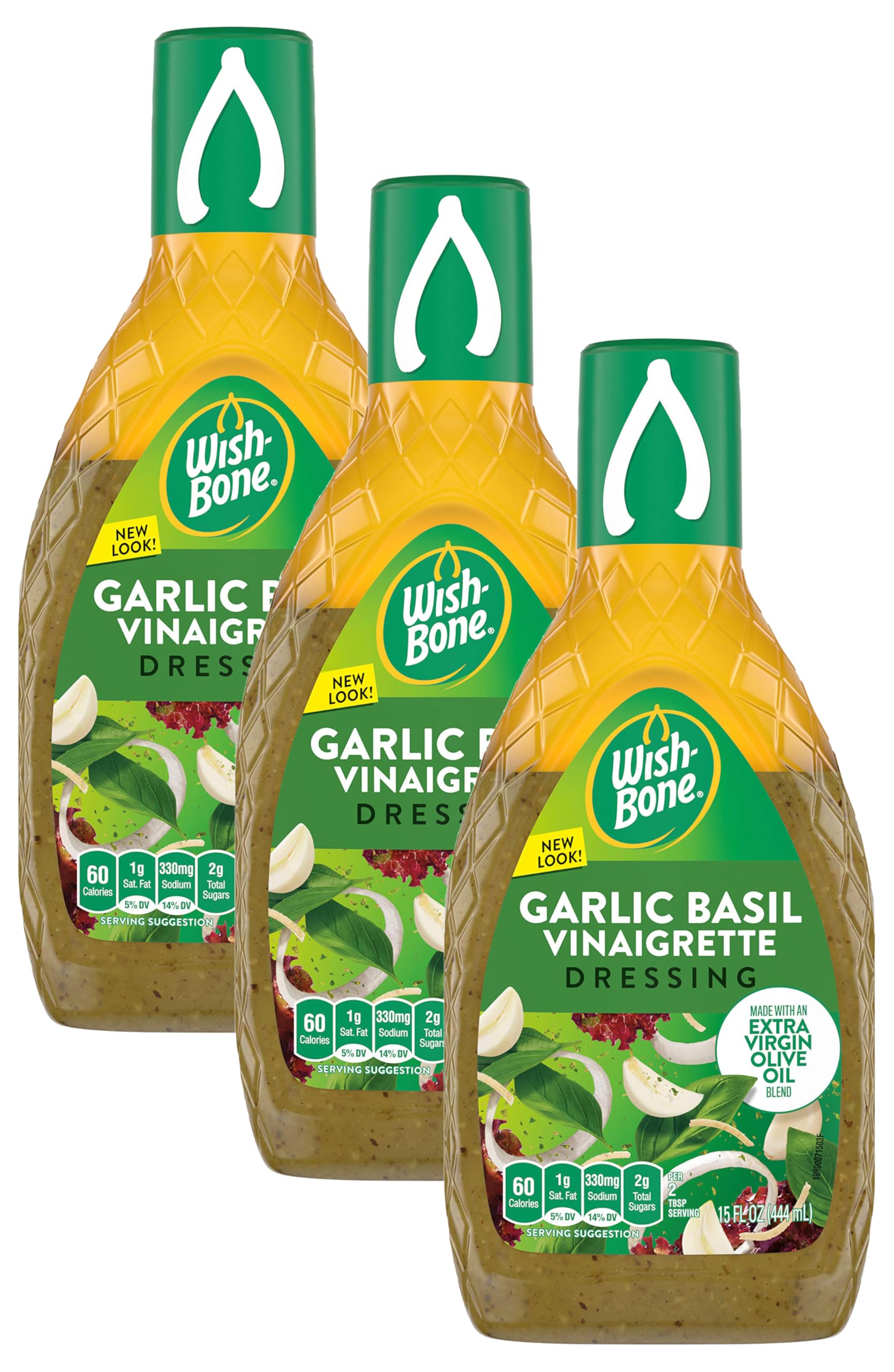 Wish-Bone Salad Dressing, Garlic Basil Italian Dressing, 15 oz (Pack of 3)