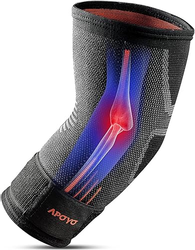 Vista 18 de APOYO Codera para tendinitis y codo de tenista, manga de compresión para artritis, entrenamientos, reduce el dolor articular durante la actividad
