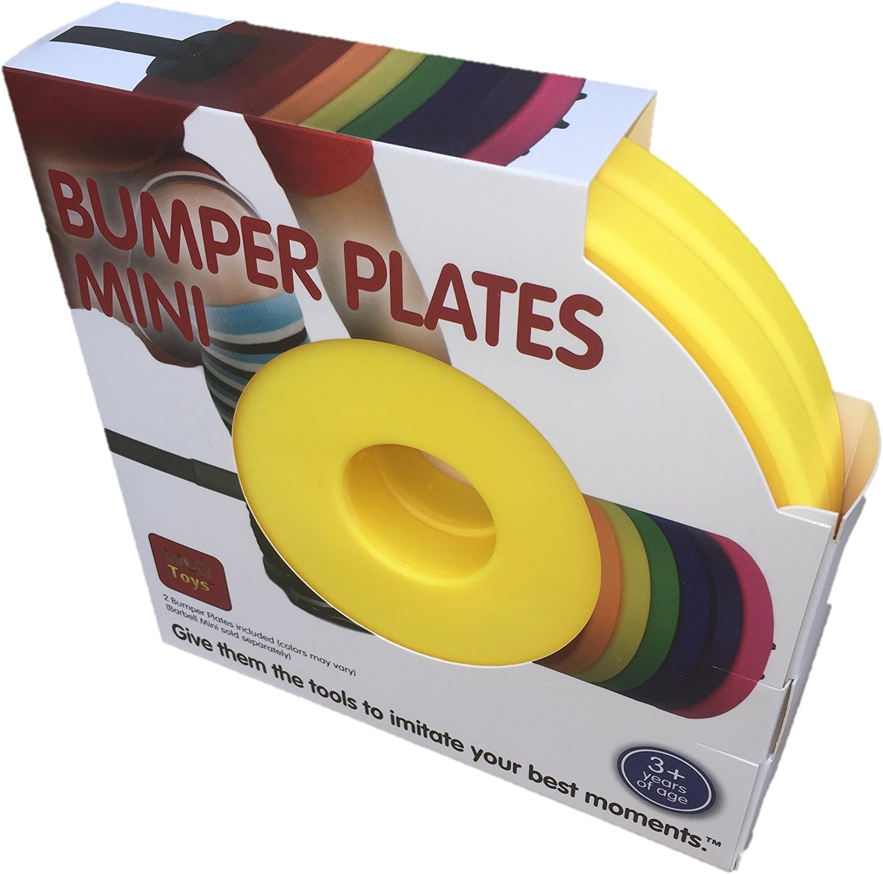 WOD Toys Colored Bumper Plates Mini - Add On Bumper Plates for The Barbell Mini - Safe, Durable Fitness Toys for Kids