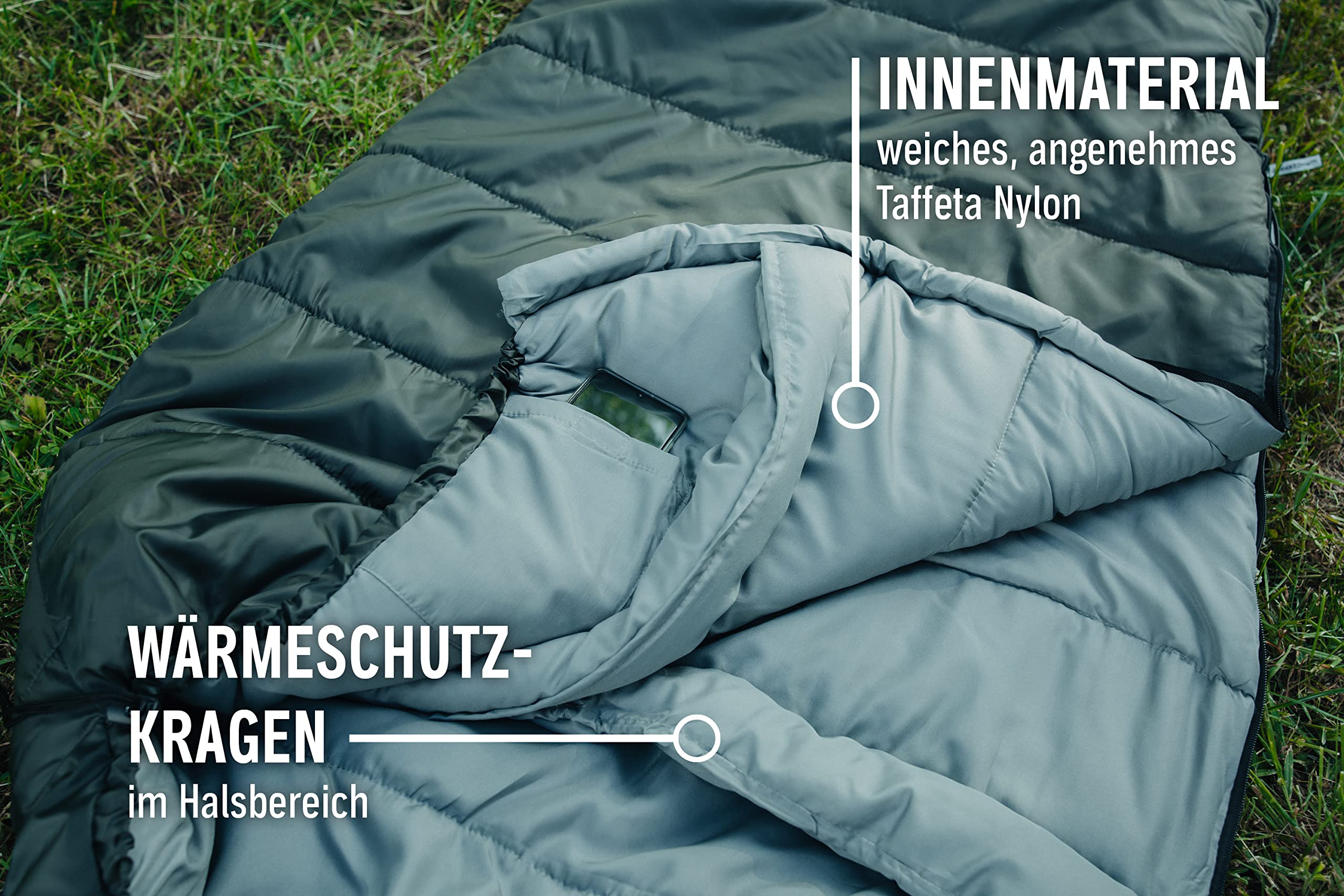 WANDERFALKE® Premium Schlafsack Erwachsene (Alpinist/Wanderer), 3-4 Jahreszeiten (480GSM) & Sommerschlafsack (200GSM) Mumienschlafsack für Outdoor, Camping & Reise