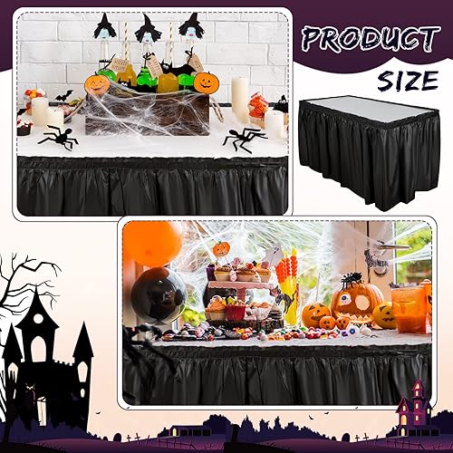 Miniatura 4 de Breling 4 piezas de falda de mesa de plástico de 29 pulgadas x 14 pies, desechables para mantel rectangular, boda, ducha, fiesta de cumpleaños,