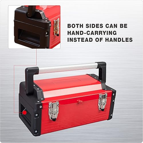 Miniatura 5 de Caja de herramientas de metal de acero de 16.0 in Caja organizadora de herramientas portátil duradera con mango de aleación de aluminio Caja de