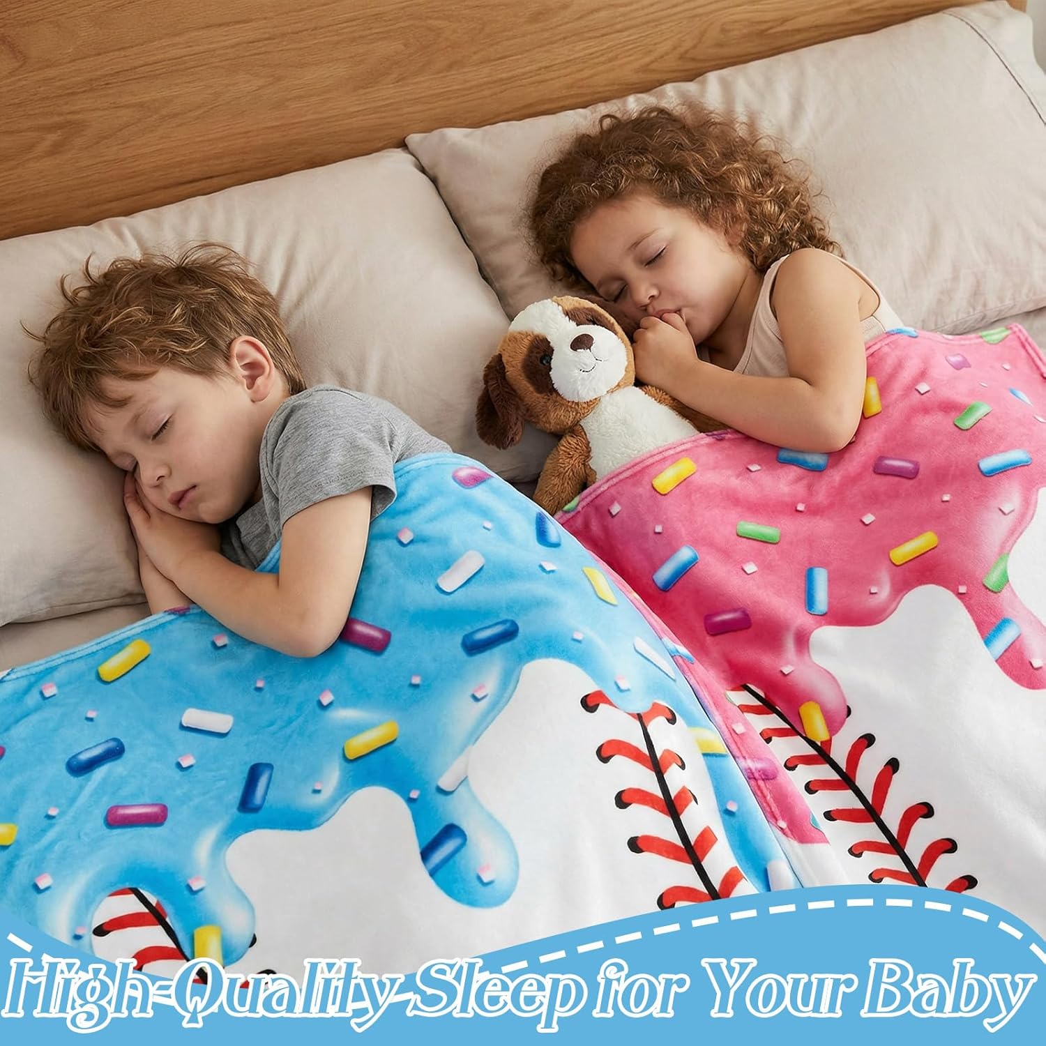 Baseball Room Decor, 50 x 40 Inch Ice Cream Drip Baseball Blankets Soft Flannel Throws Gifts Sports Blankets for Teen Boys Youth Team Season Rewards Birthday Party Favor(Blue) - Image 5