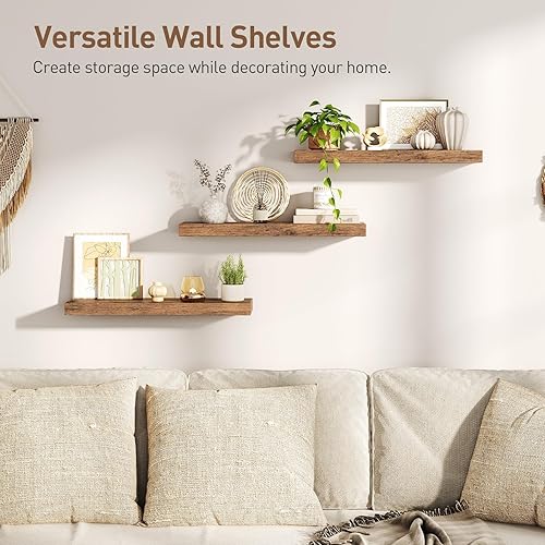 Miniatura 4 de Estantes flotantes para pared, juego de 3 estantes de pared de 1.5 pulgadas de grosor con soportes invisibles, estantes colgantes de 23.6 pulgadas