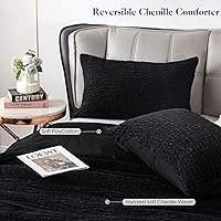 Vista 4 de COTTEBED Juego de edredón reversible de algodón de chenilla, tamaño Queen, edredón de plumón suave y moderno con textura de lujo, ligero para todas