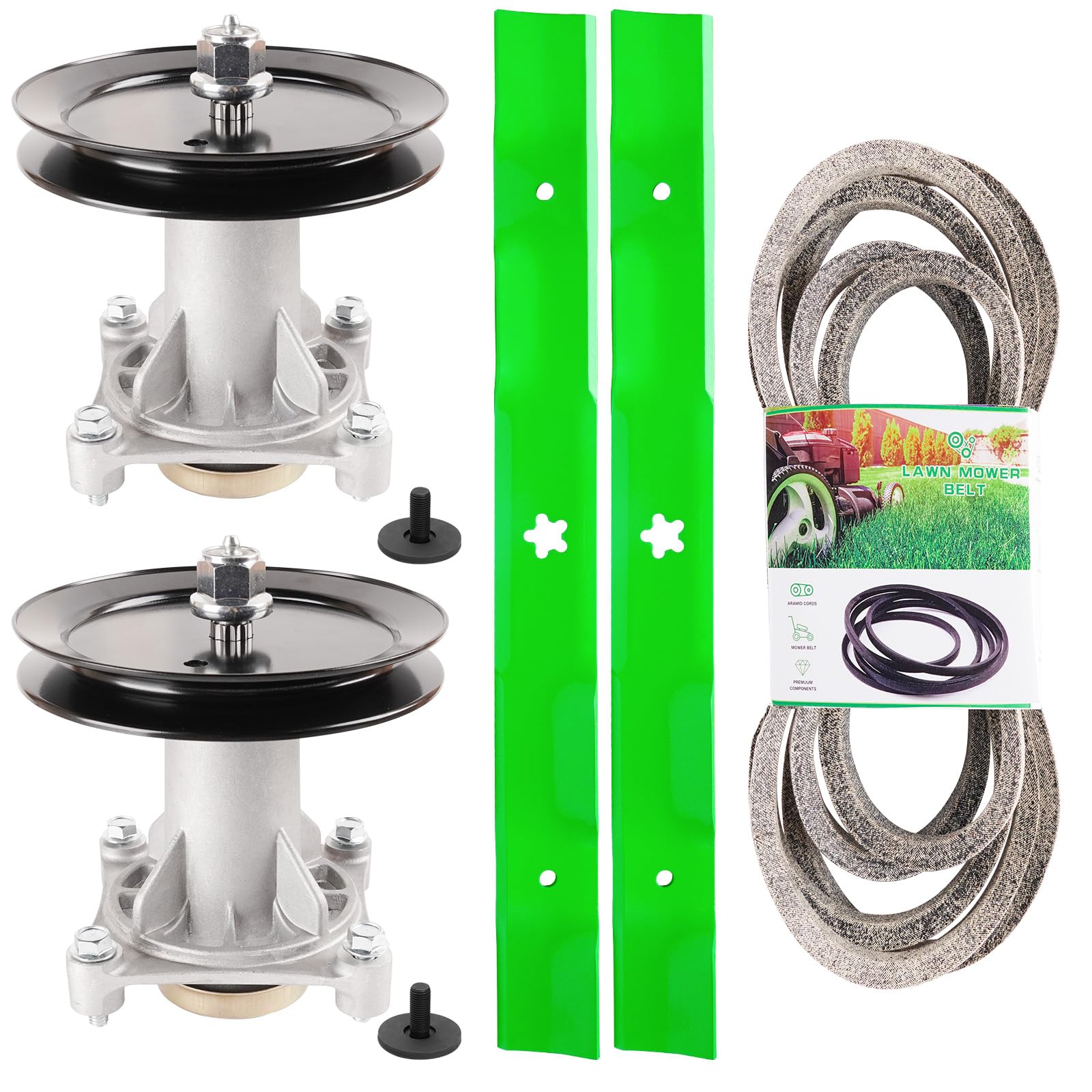 Kit de reconstrucción de cubierta de cortacésped de 46 pulgadas para cortacésped Craftsman Husqvarna Poulan YTH22V46 YTH21K46 YTH20K46 incluye 2 husillos 187292 192870 2 cuchillas 532403107 2