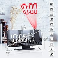 Vista 7 de Reloj despertador de proyección para dormitorio, radio digital de techo con puertos de carga USB, pantalla LED grande de 7.3 pulgadas, 4