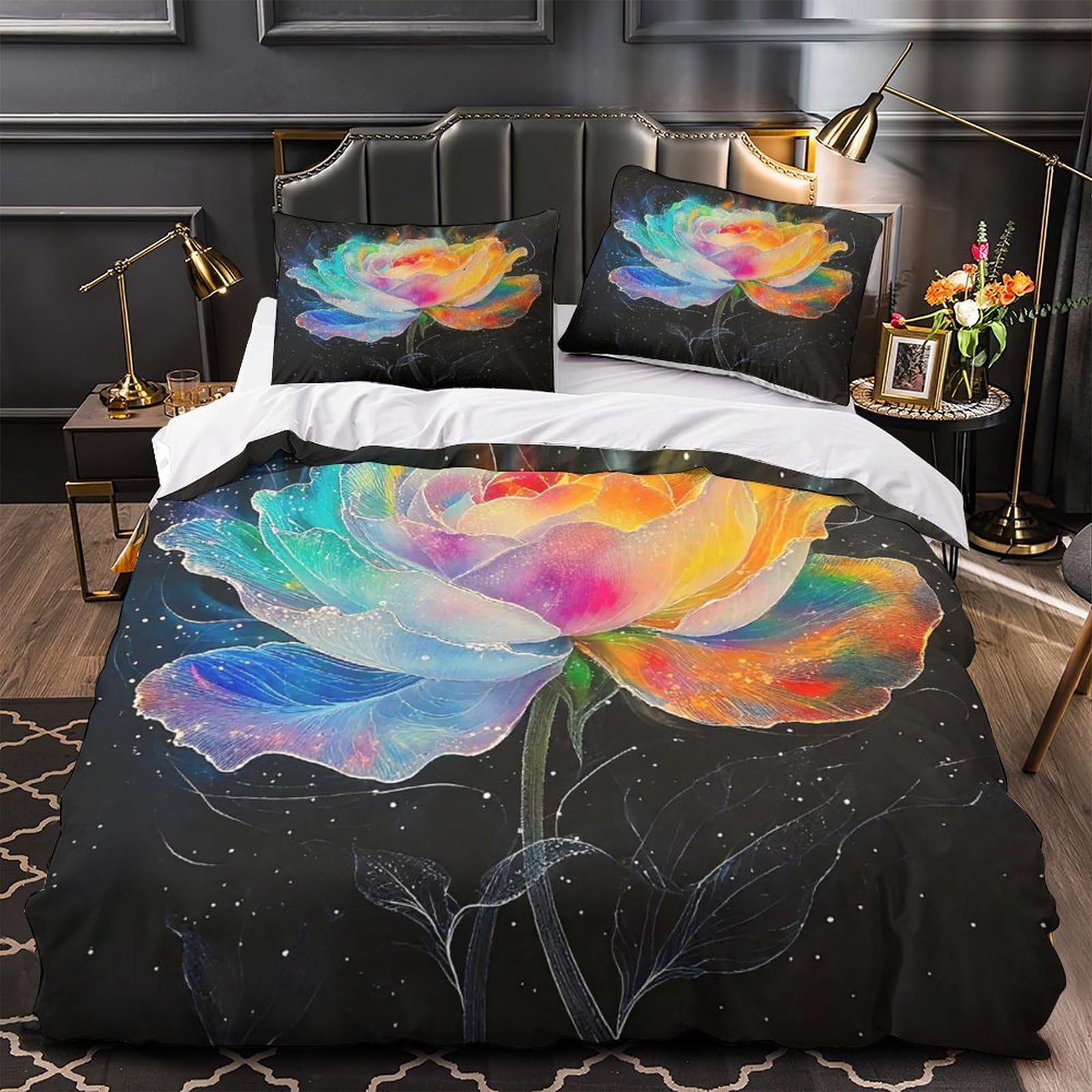 Housse de couette infroissable en microfibre douce avec fermeture éclair rapide