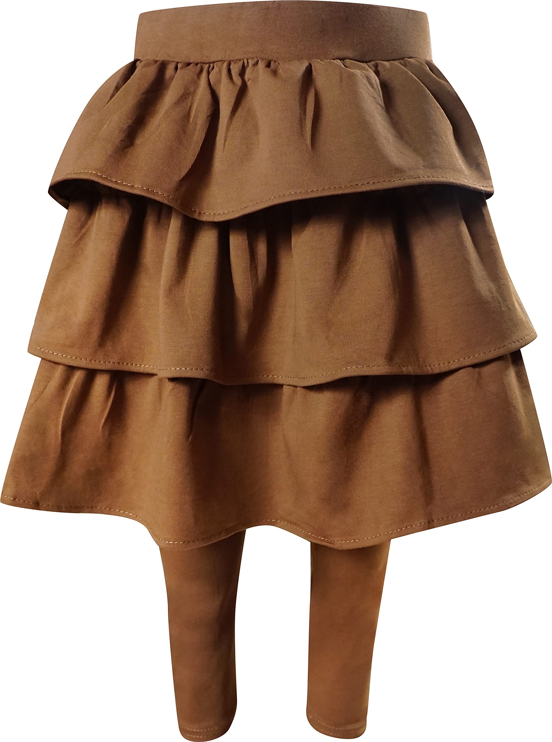 Toddler Little Girls Knit Cotton Ruffle Skirted Leggings Tiered