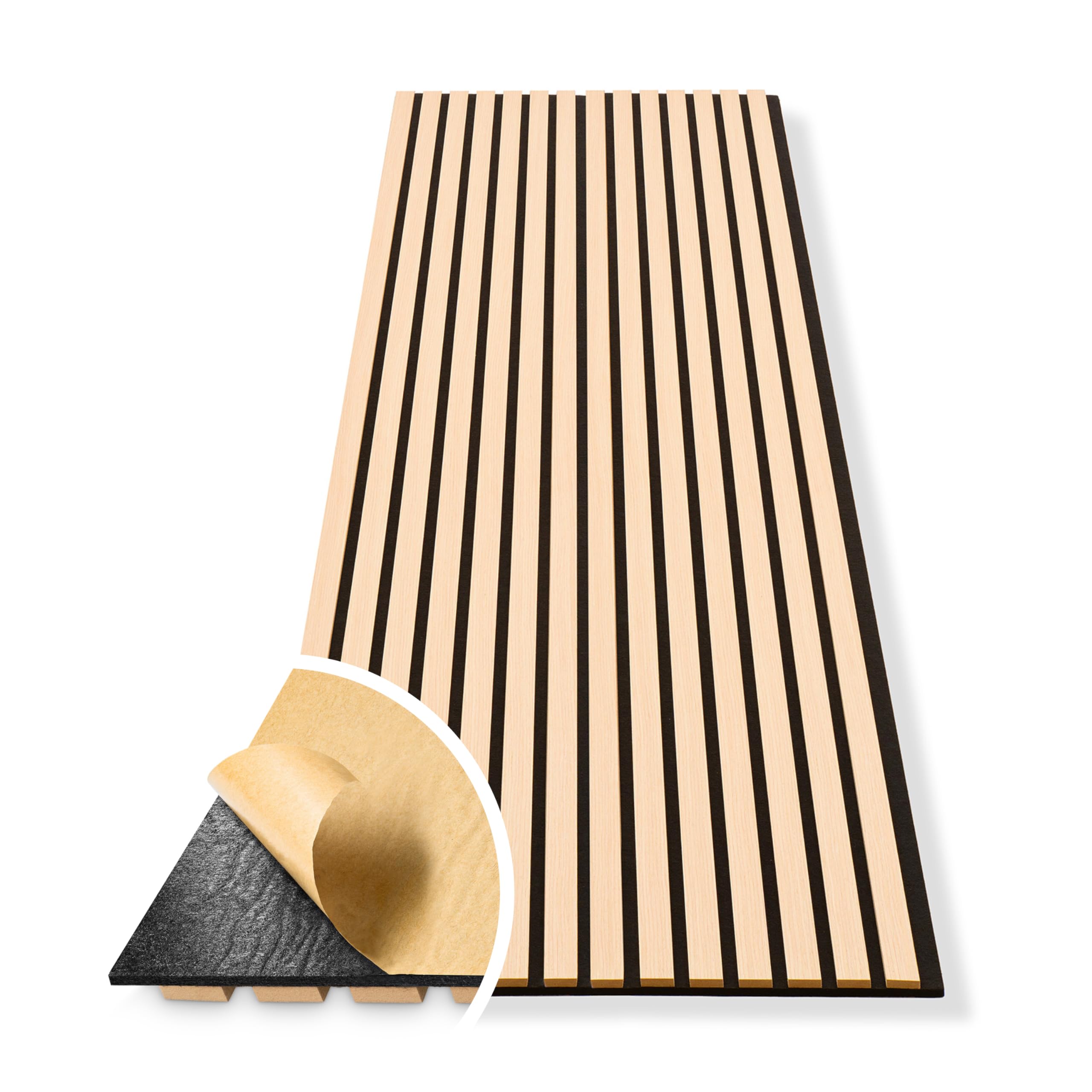 HAGEFOL® Akustikpaneele selbstklebend EasyFix, 240x56cm, Farbe: Eiche Holz, Lamellen Wandpaneele für Schallschutz Wandverkleidung ohne Bohren (2 Stück, 240x28cm im Paket)