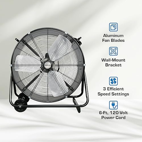 Miniatura 7 de Hurricane HGC736476 - Ventilador de piso de 20 pulgadas serie Pro alta velocidad inclinación ajustable de alta resistencia para uso industrial