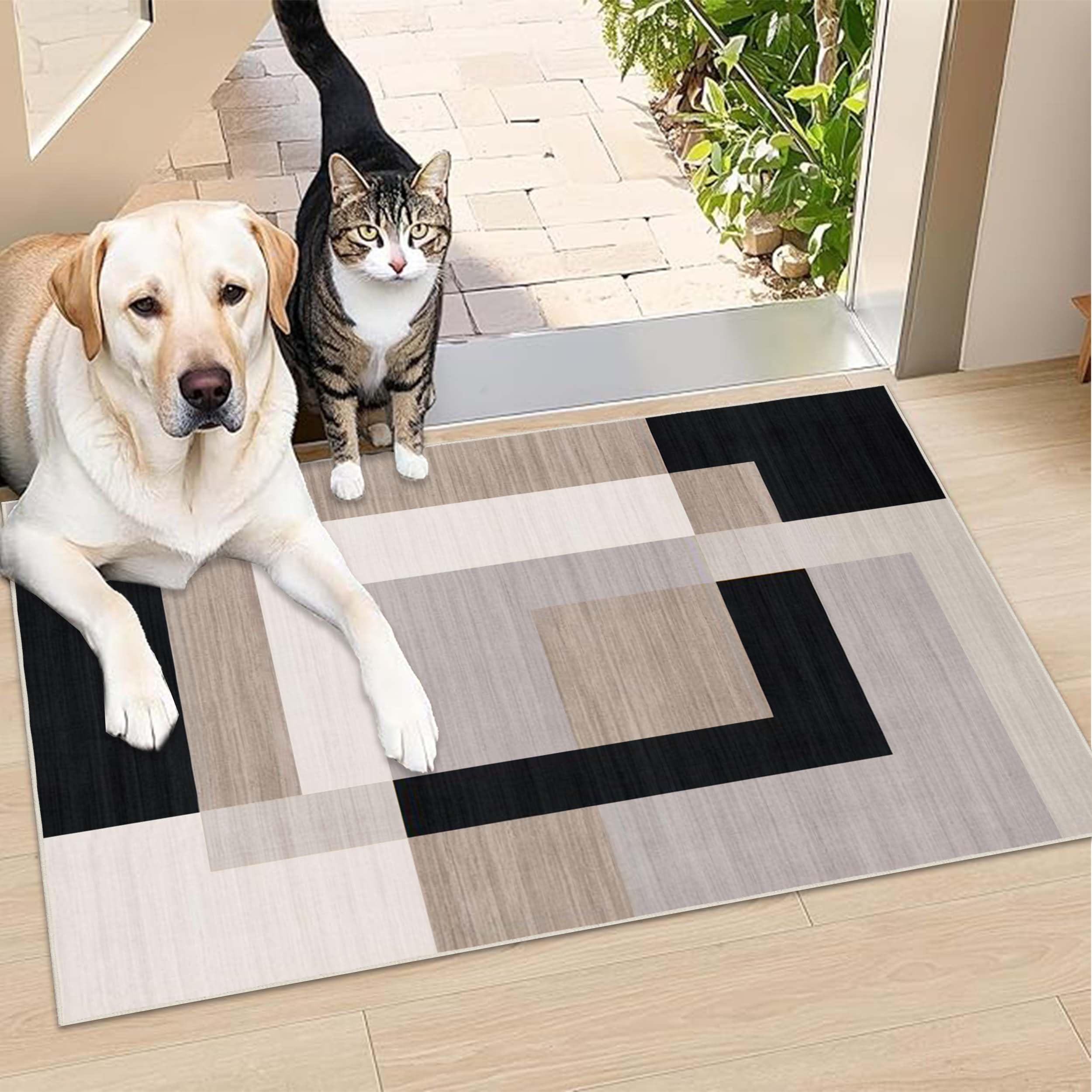 BedLooms Door Mat Indoor & Outdoor 40x60 cm – Non Slip Heavy Duty muddy mats for dogs UK – Stylish & Print Welcome Front Doormat – Dirt Trapper Kitchen Floor Mat Inside Outside Doormats, Milo Neutral
