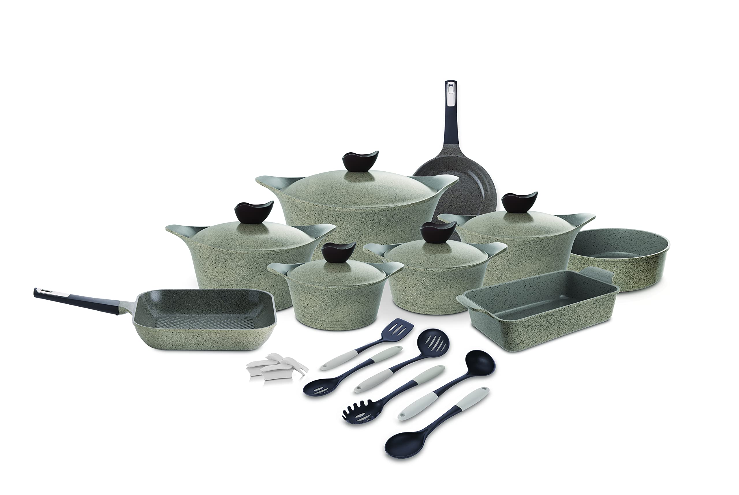 Buy Neoflam Neoflam,Aeni,Cooking Set,Warm Marble,Xa24.Wbm,24 Pieces,Cast Aluminum With Ecolon