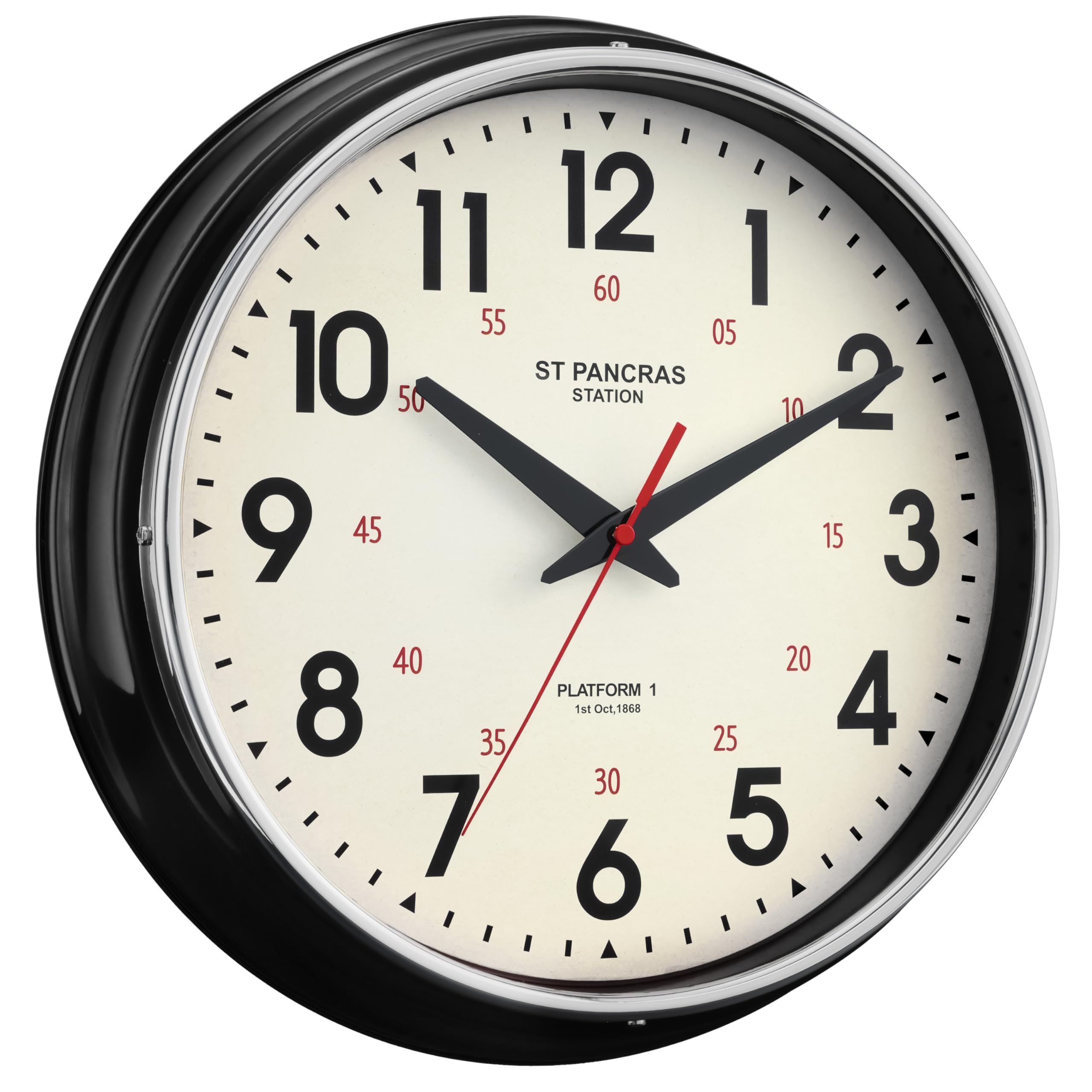 Horloge murale en métal 31,5 cm noire rétro et silencieuse