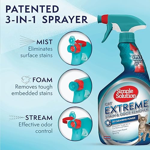 Miniatura 3 de Simple Solution Extreme - Spray eliminador de manchas y olores de mascotas para perros y gatos, limpiador enzimático con 3 veces poder de limpieza