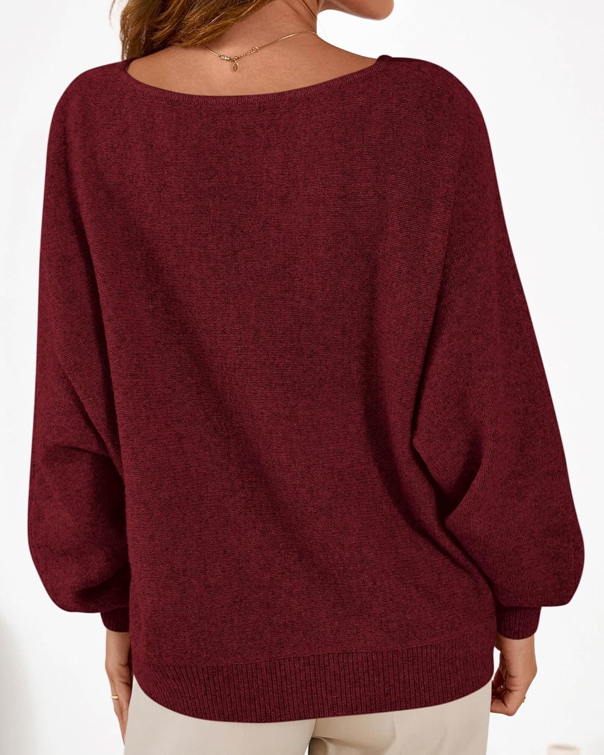 KIRUNDO Oversized Sweaters for Women Cozy Fall Fashion Boat Neck Batwing Sleeve Knit Pullover Sweater Tops Winter Clothes - Image 2