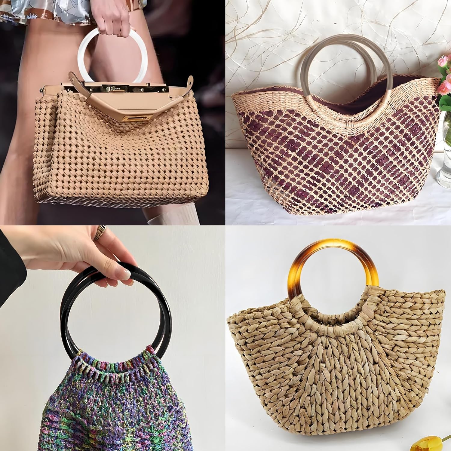 Funstreet 8 Pack 4.3inch Round Purse Handles for Crochet Bags, Purse Making Supplies, Bag Handles, Asas para Bolsas de Crochet, Purse Handle for Handbags - Image 8