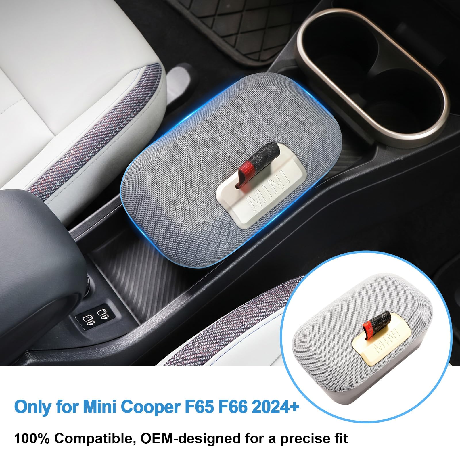Caja de almacenamiento para consola central compatible con Mini Cooper F65 F66 2024 2025 2026, F65 F66 reposabrazos central, guantera, accesorios Mini Cooper organizador de reposabrazos
