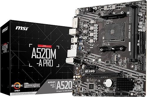 Placa Mãe MSI A520M-A PRO (AM4/2xDDR4/HDMI/DVI-D/M.2/USB 3.2)
