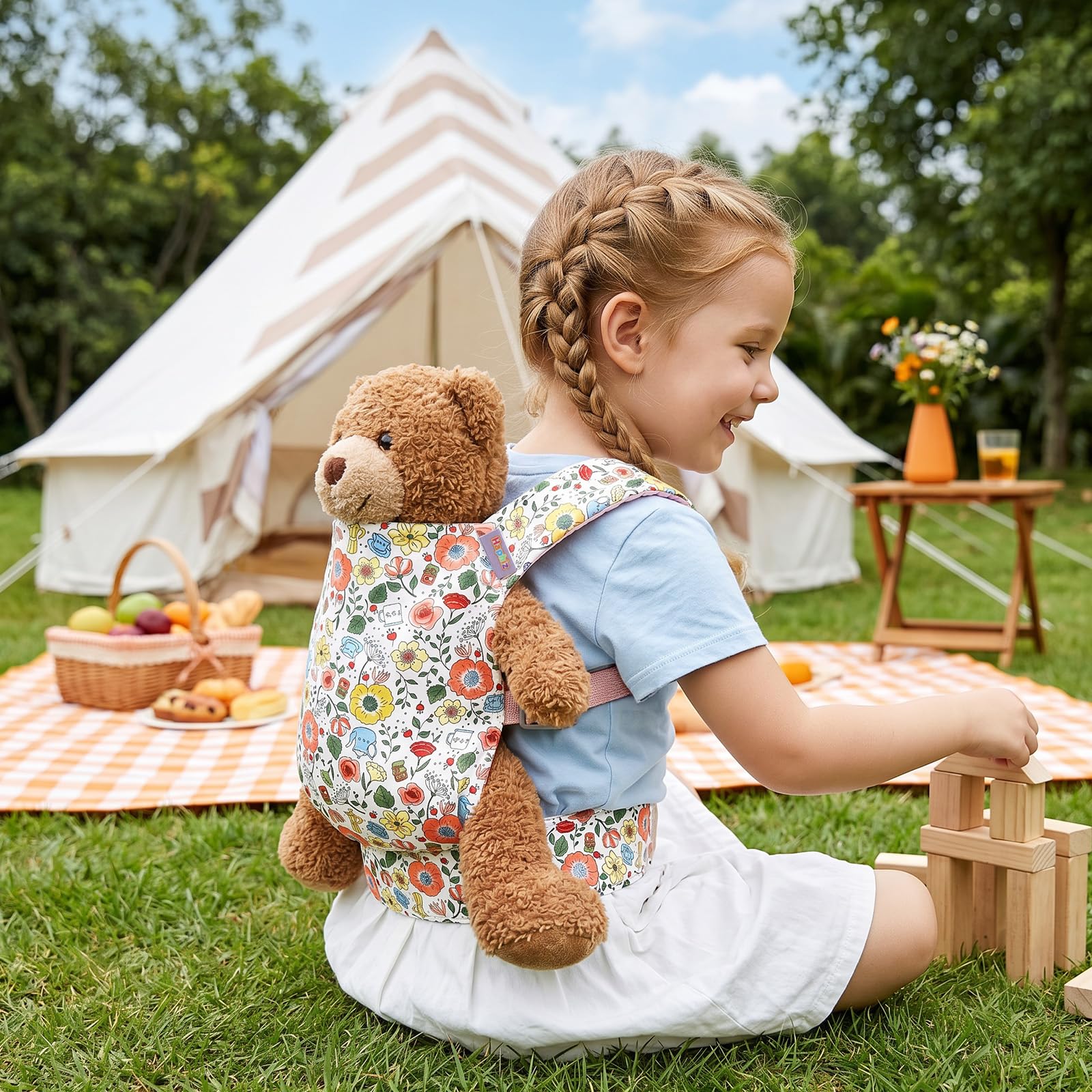 Puppentrage Kinder Puppen Trage Baby Puppenzubehör Babypuppentrage Puppen Tragetaschen ab 3+ Jahre 100% Baumwolle - Weiß