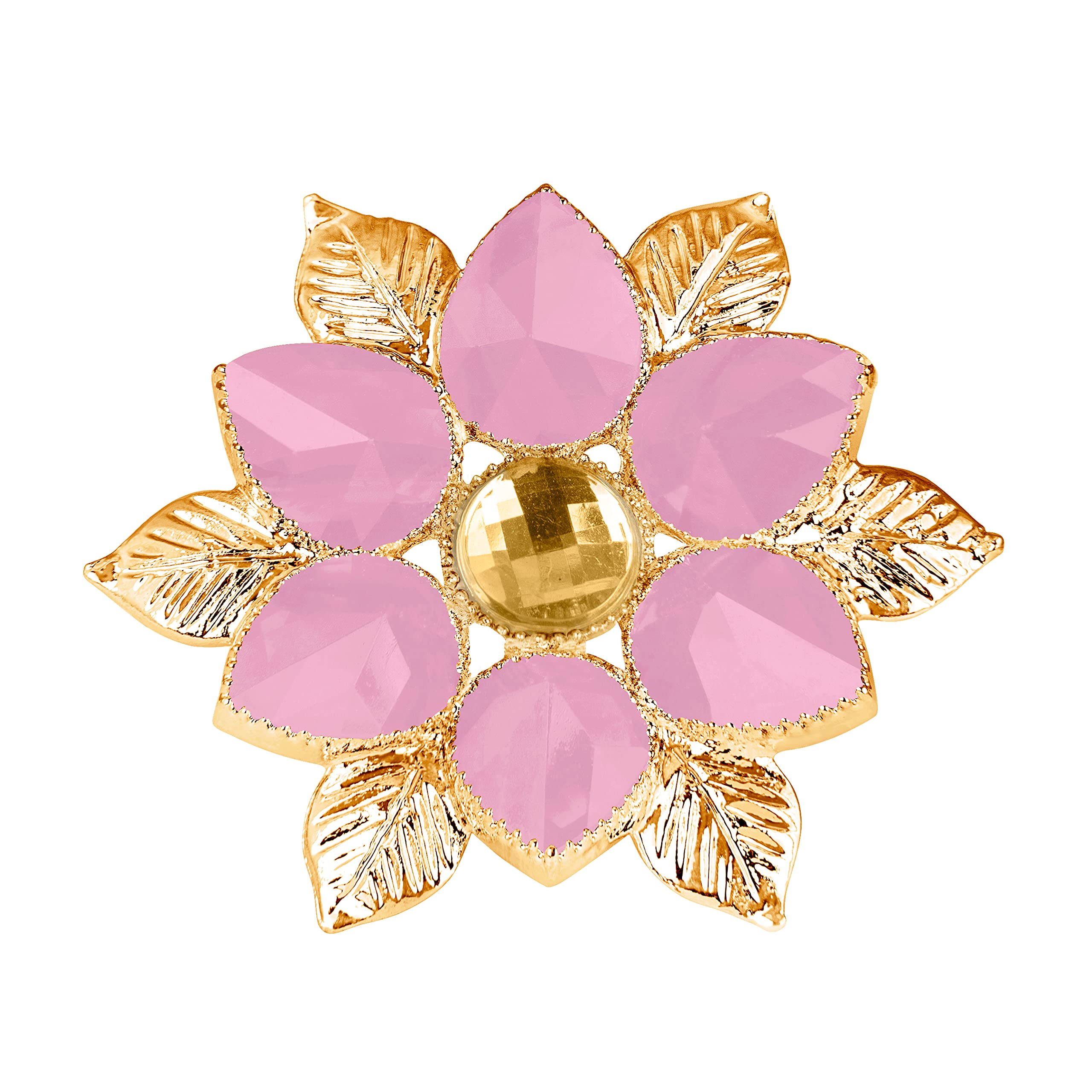 jfl Jewellery for Less Contemporary Gold Tone Floral Leaf Design LCD and Red Color Polki Stone Studded Adjustable Finger Ring for Women & Girls.-picture-13