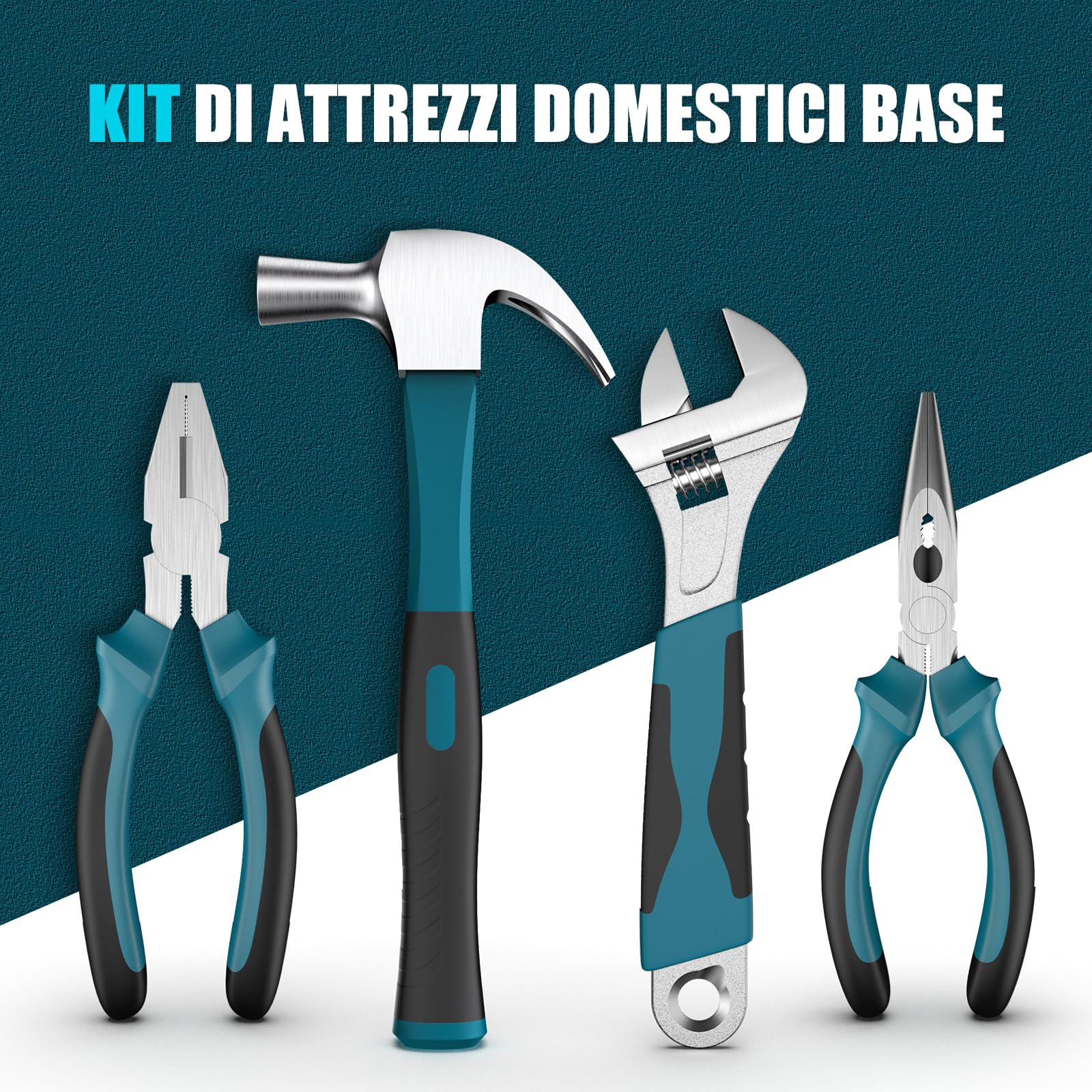 Sundpey Cassetta Attrezzi Completa 206 Pezzi, Trapano Avvitatore Batteria 12V per Serrare/Allentare Viti, Set Attrezzi da Lavoro Valigia Attrezzi Completa per Riparazioni Casalinghe e Fai da Te, Blu