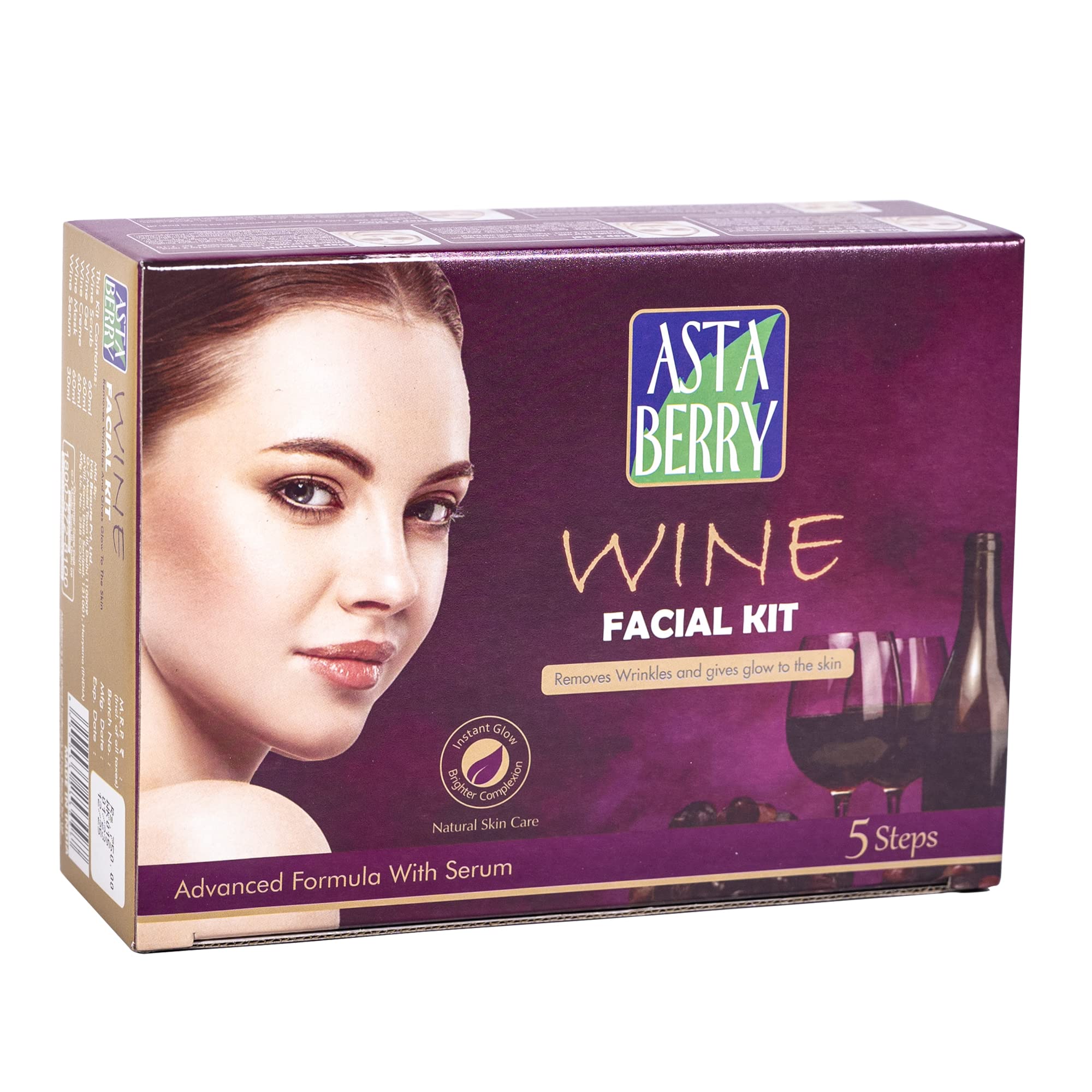Buy Astaberry Wine Facial Kit Medium 5 Steps with Serum For Women