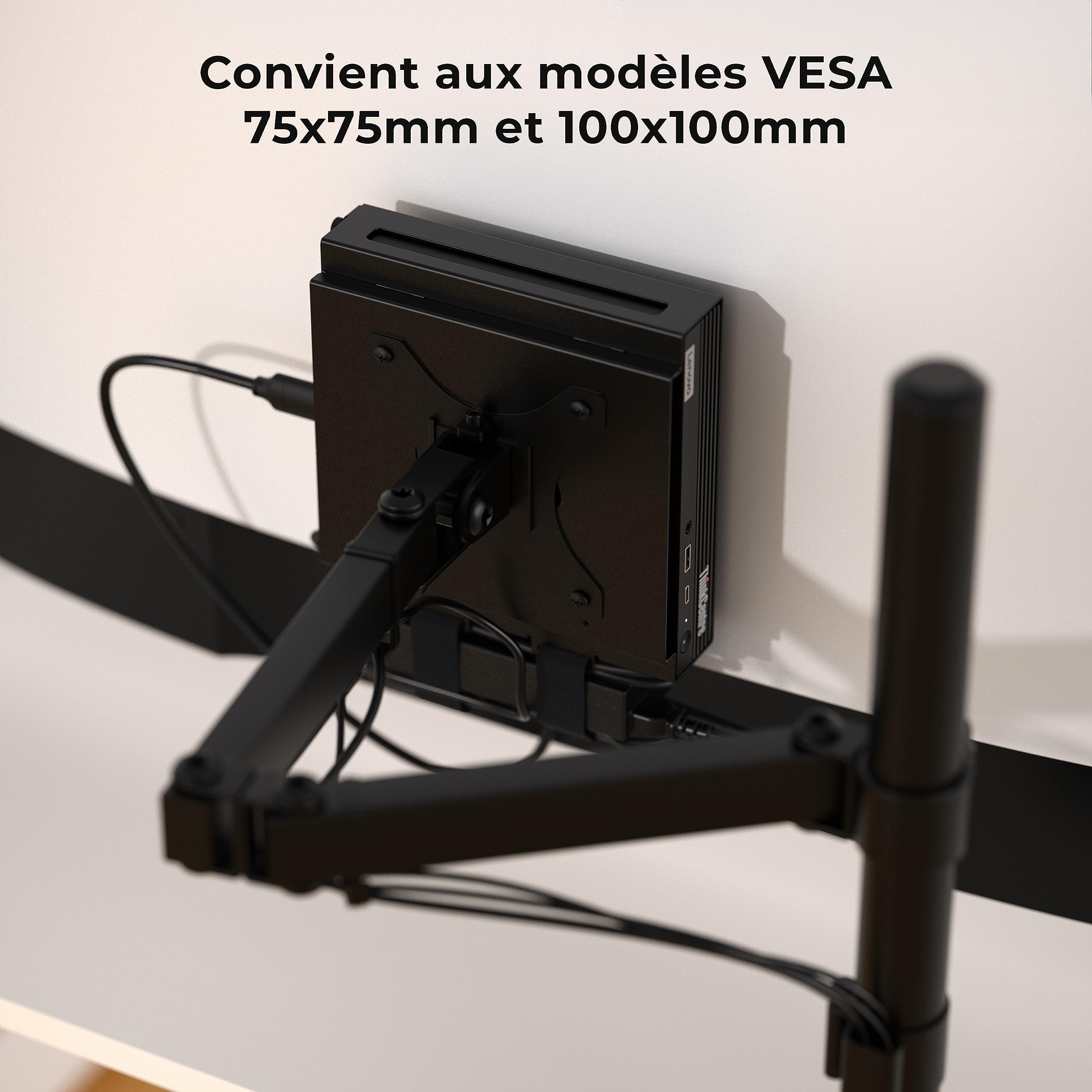 HumanCentric Support VESA compatible avec Lenovo Thinkcentre Tiny M90q Gen 2, M80q Gen3, M90q Gen3, M70q Gen 2, Thinkstation P3 Tiny, M60e, M75q Gen2, M70q, montage derrière moniteur
