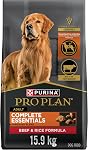 Purina Pro Plan Complete Essentials Dry Dog Food, Shredded Blend Beef & Rice - 15.9 kg Bag
