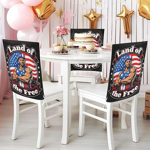 Miniatura 5 de 4th of July Independence Day Land of Free Decorative Covers for Chairs for Ceremony Anti-Dust Parson Chair Covers forro para sillas de comedor 6