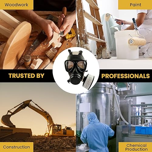 Miniatura 6 de KYNG Gas Mask + 40mm NBC Filter- Respirator Tactical CBRN Face Mask with Bottle Straw Hose- Reusable Survival Gas Mask w/Adjustable Straps