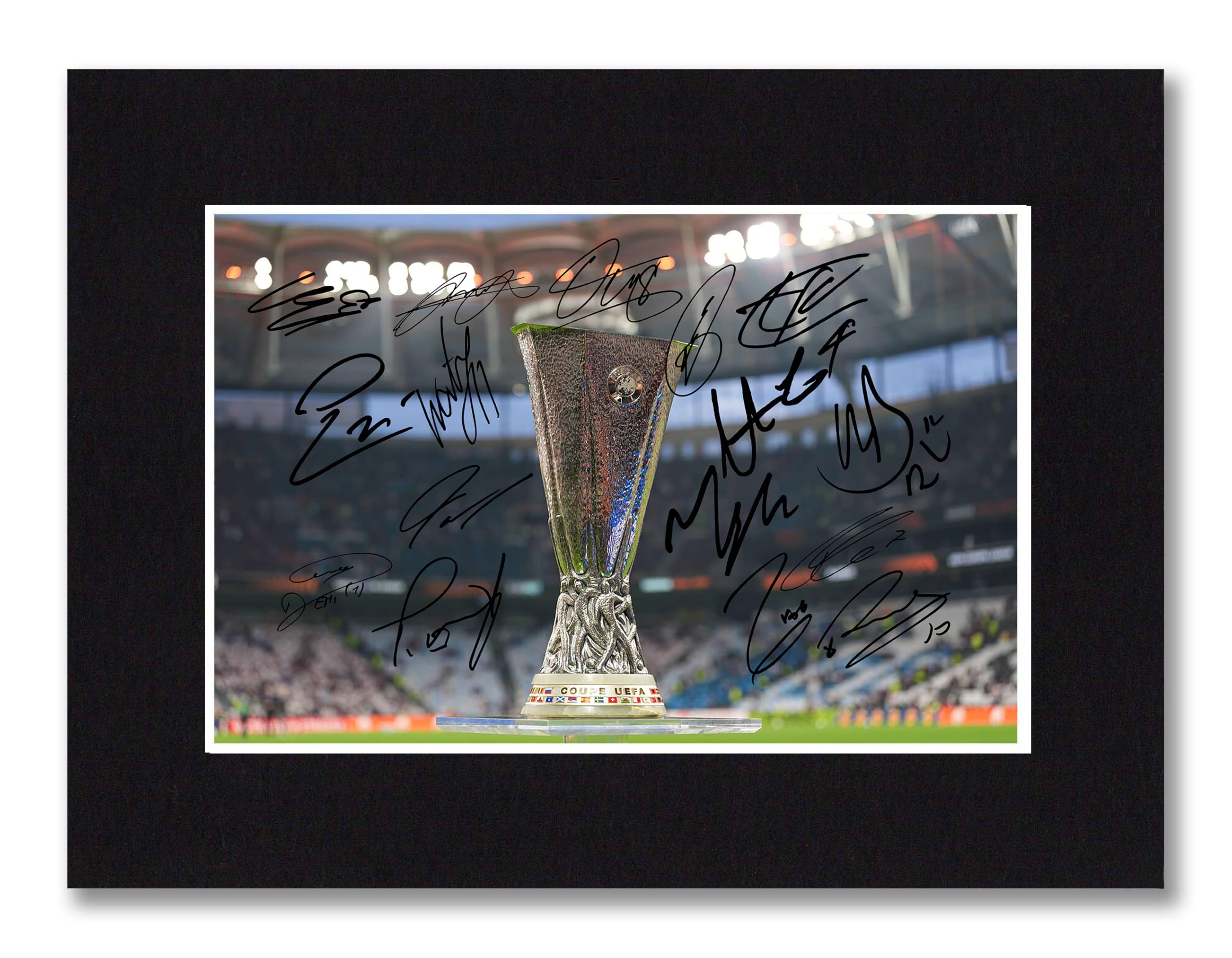 RJR PRINTS Aston Villa 2026 Europa League Winners Multi Signed 8x6 Inch Mounted Photo Print With Pre Printed Signatures That Would Make A Great Gift For Any Fan And Is Ready To Be Framed