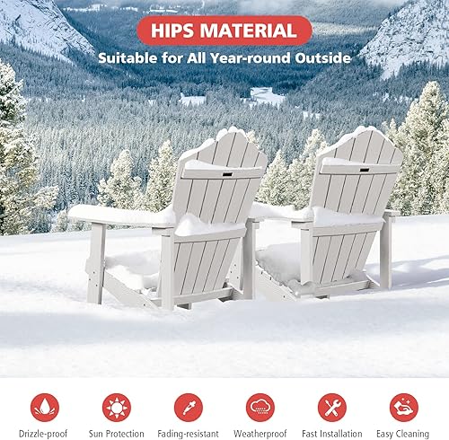 Miniatura 9 de Tangkula Silla Adirondack de gran tamaño, sillas de patio con soporte ajustable para tazas, sillones con caderas y listones, resistente a la