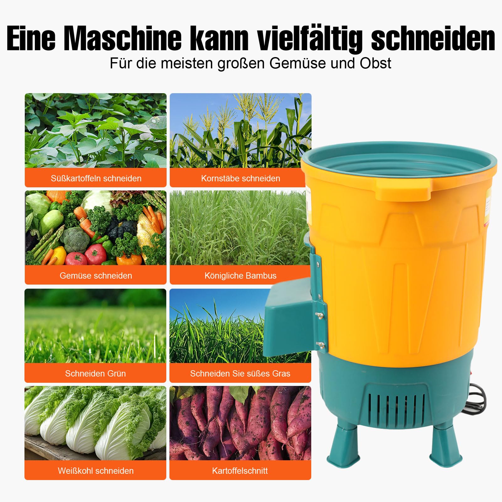 LALABU 30L Gewerblicher Futterhäcksler, Elektrisch Gemüsehäcksler, 550W | mit 400 kg/h Stündliche Schneidkapazität Futterverarbeitungsmaschine für die Verarbeitung von Hühner- und Entenfutter