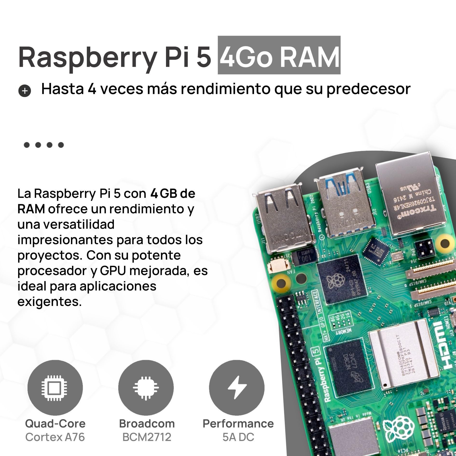 db-tronic Raspberry Pi 5 4 GB NVMe Kit 64 GB 27 W Carcasa metálica Refrigeración Activa SSD M.2 NVMe PCIe