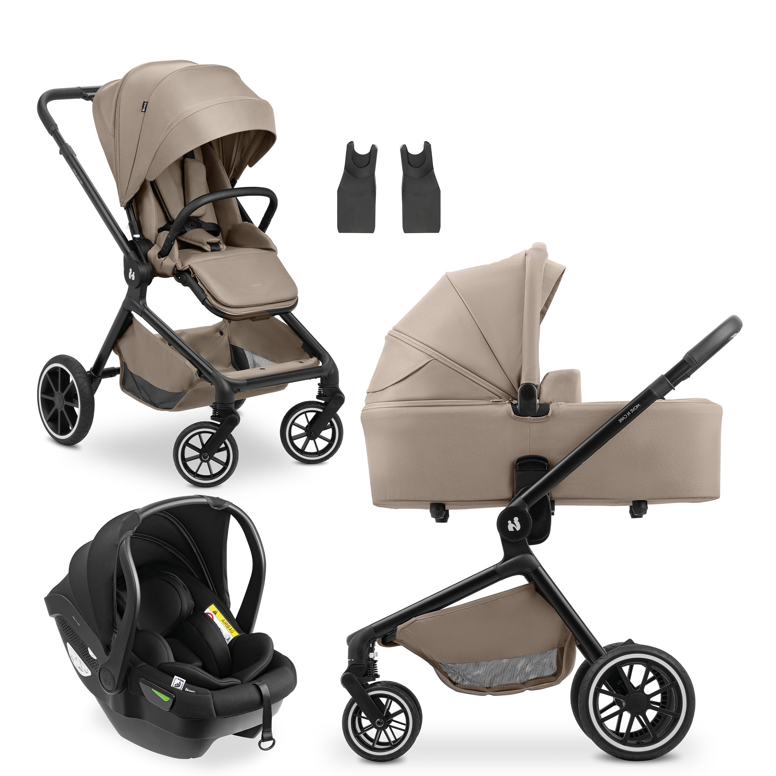 hauck Set Passeggino 3in1 Move N Care con Seggiolino Drive N Care – Trio Passeggino Neonati fino a 22 kg con Sospensioni e Seduta Reversibile – (Mocha)