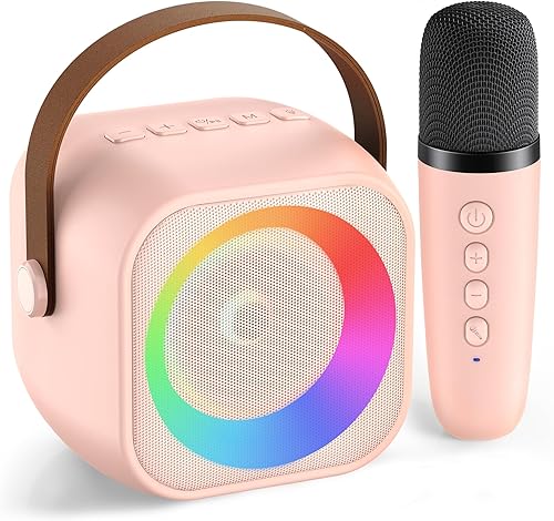 Máquina de karaoke para niños y adultos, altavoz Bluetooth portátil con micrófono inalámbrico, juguetes de karaoke regalos para niñas de 4, 5, 6, 7,
