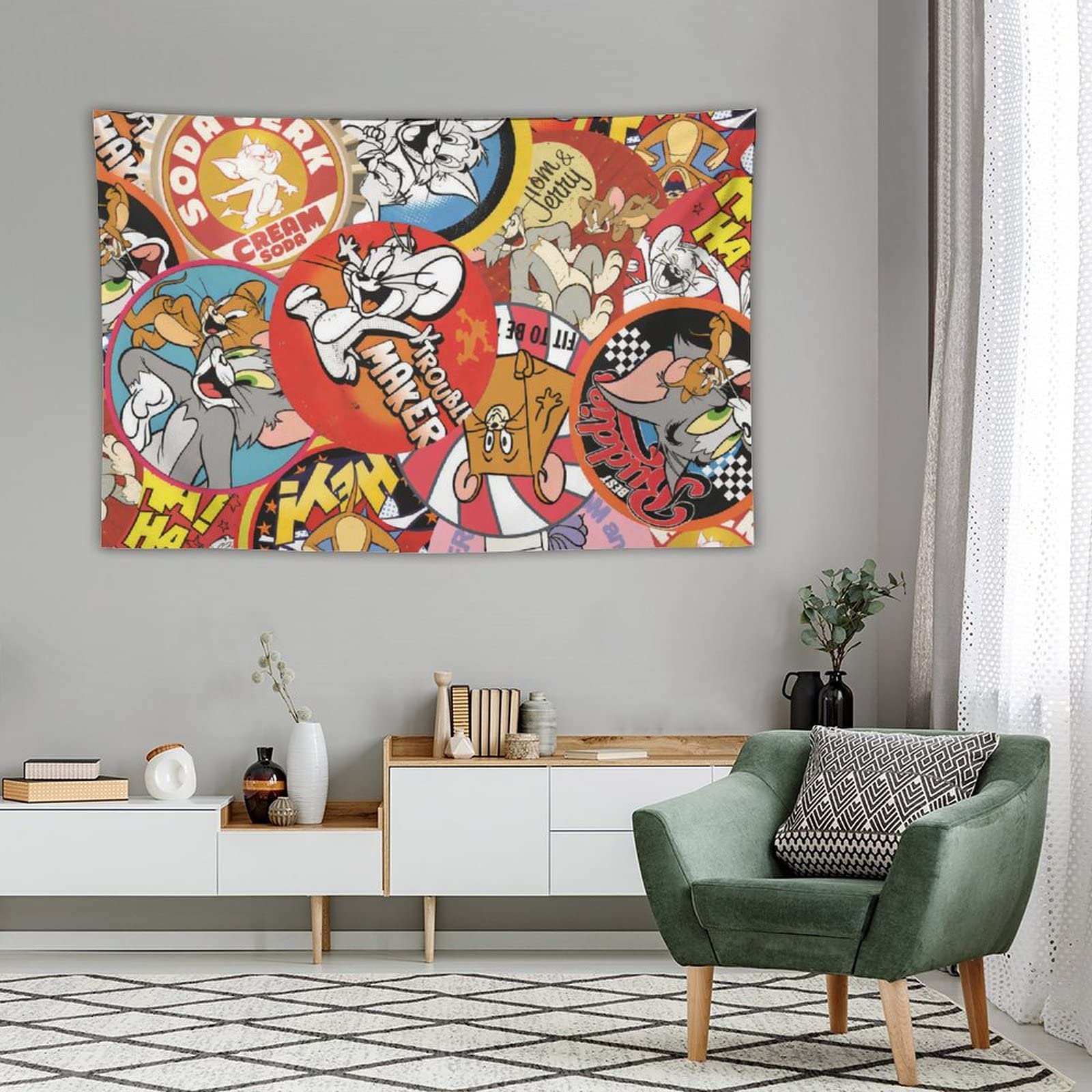 Amazon.co.jp: タペストリー トムとジェリー 壁掛け 壁画 壁飾り 布