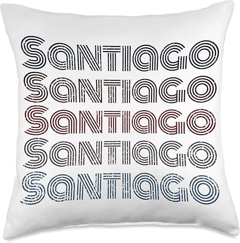 60's Retro Santiago Gift For Men & Women Chile 70's City Retro Vintage Santiago Throw Pillow, 18x18, Multicolor