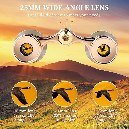 Miniatura 7 de VILLCASE Gafas de ópera binoculares de 3 x 25 pulgadas para mujer, mini telescopio binocular con cadena, gafas de teatro compactas y ligeras para