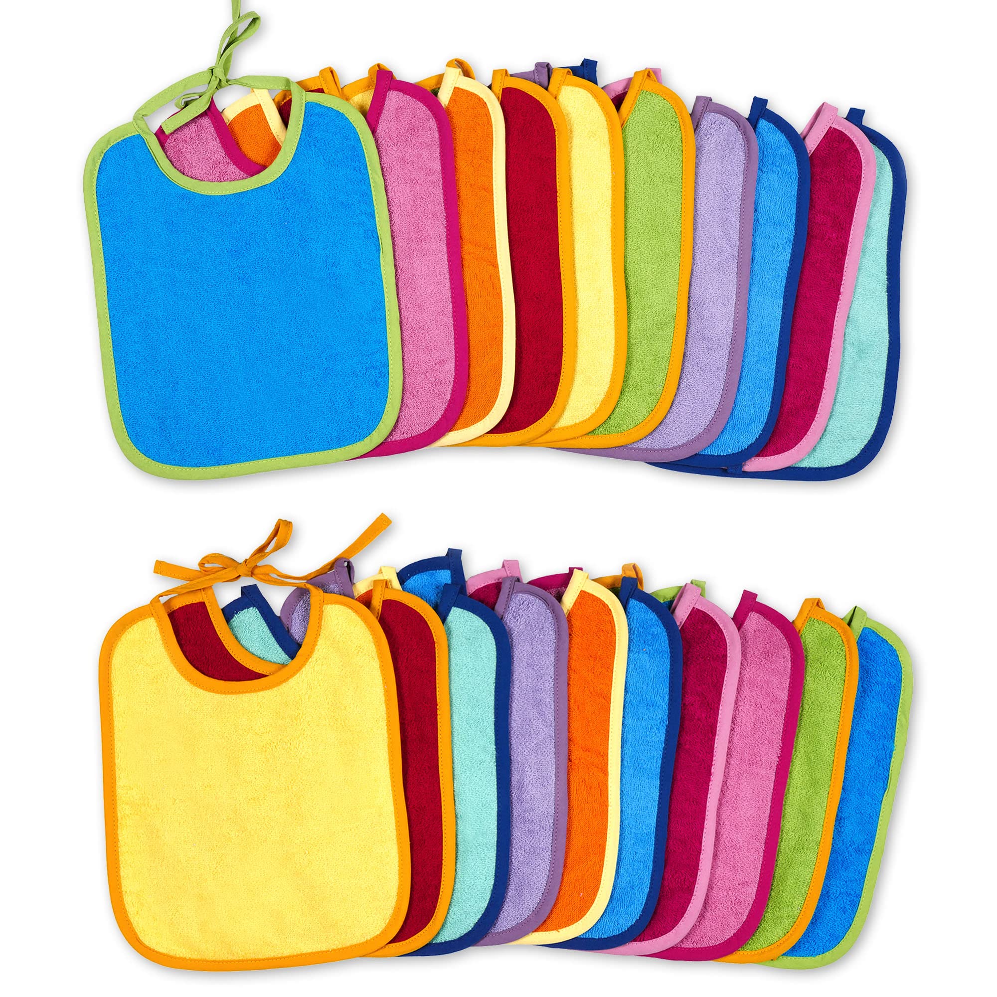 KiGATEX 20 x Babylätzchen aus 100% Baumwolle - Verstellbare Lätzchen - Extrem saugfähiger Frottee-Latz zum Binden - Öko-Tex zertifiziert - 25 x 30 cm