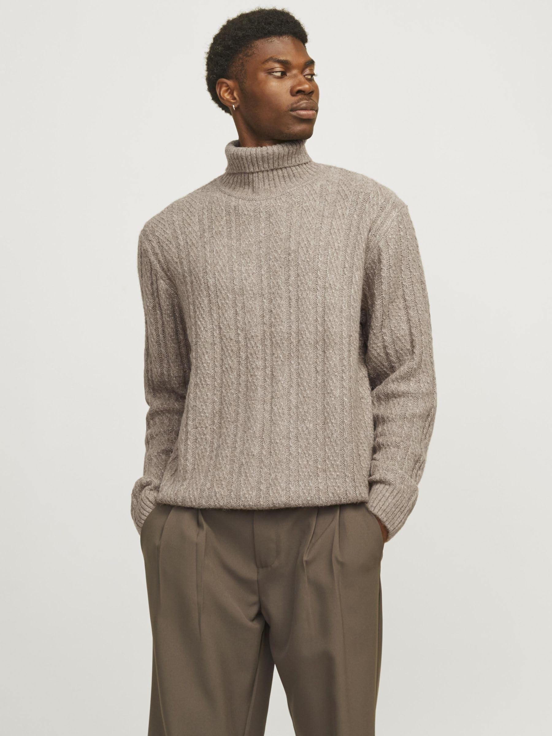 Jack & Jones Jprblatrent Knit Cable Roll Neck BF Maglione Lavorato a Maglia Uomo (Pacco da 1)