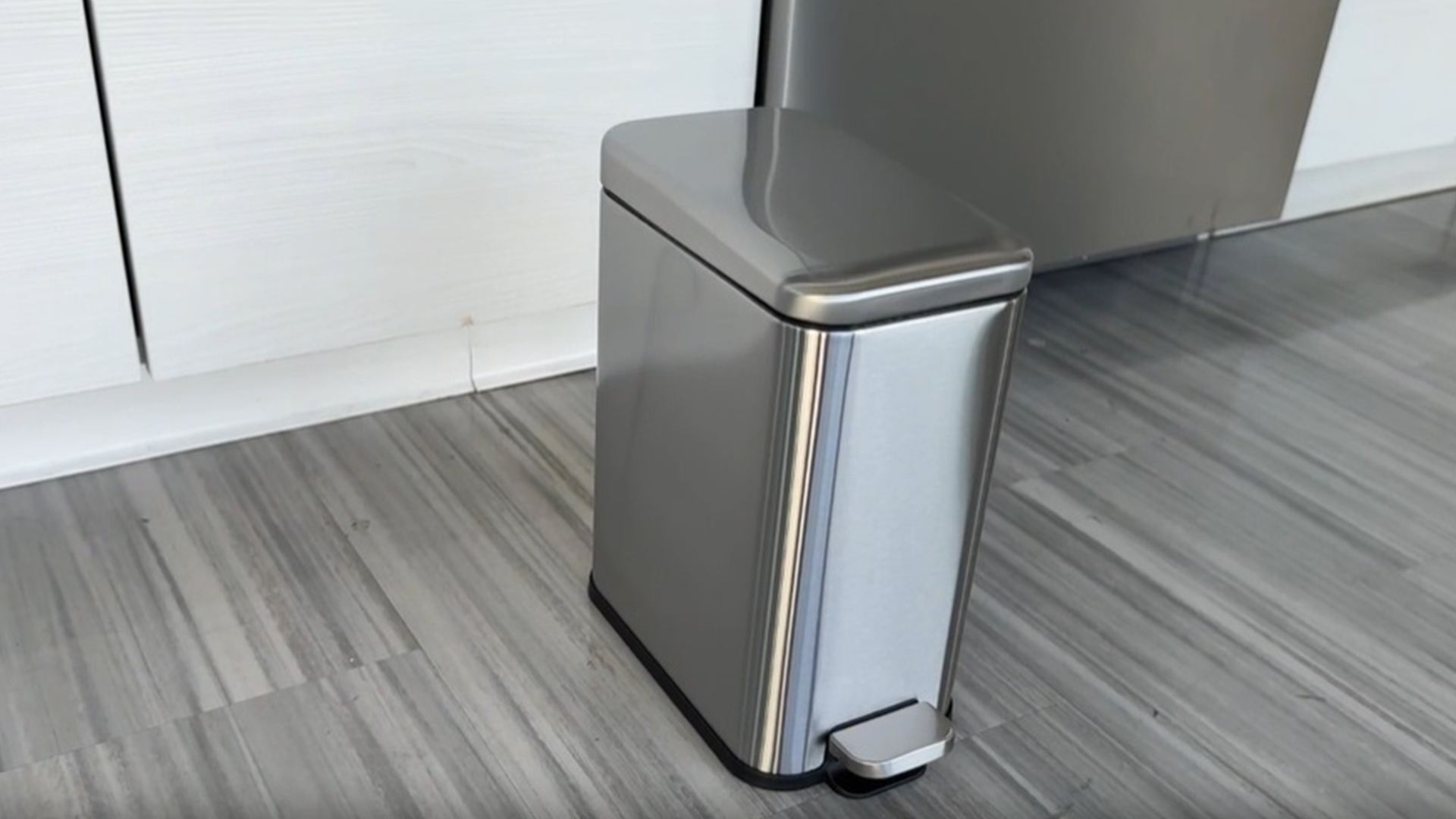 Image of iTouchless SoftStep 1.3 Gallon Small Slim Bathroom Trash Can with Removable Inner Bucket & AbsorbX Odor Filter, Stainless Steel, 5 Liter Garbage Step Bin, Bathroom, Bedroom, Business Office Cubicle