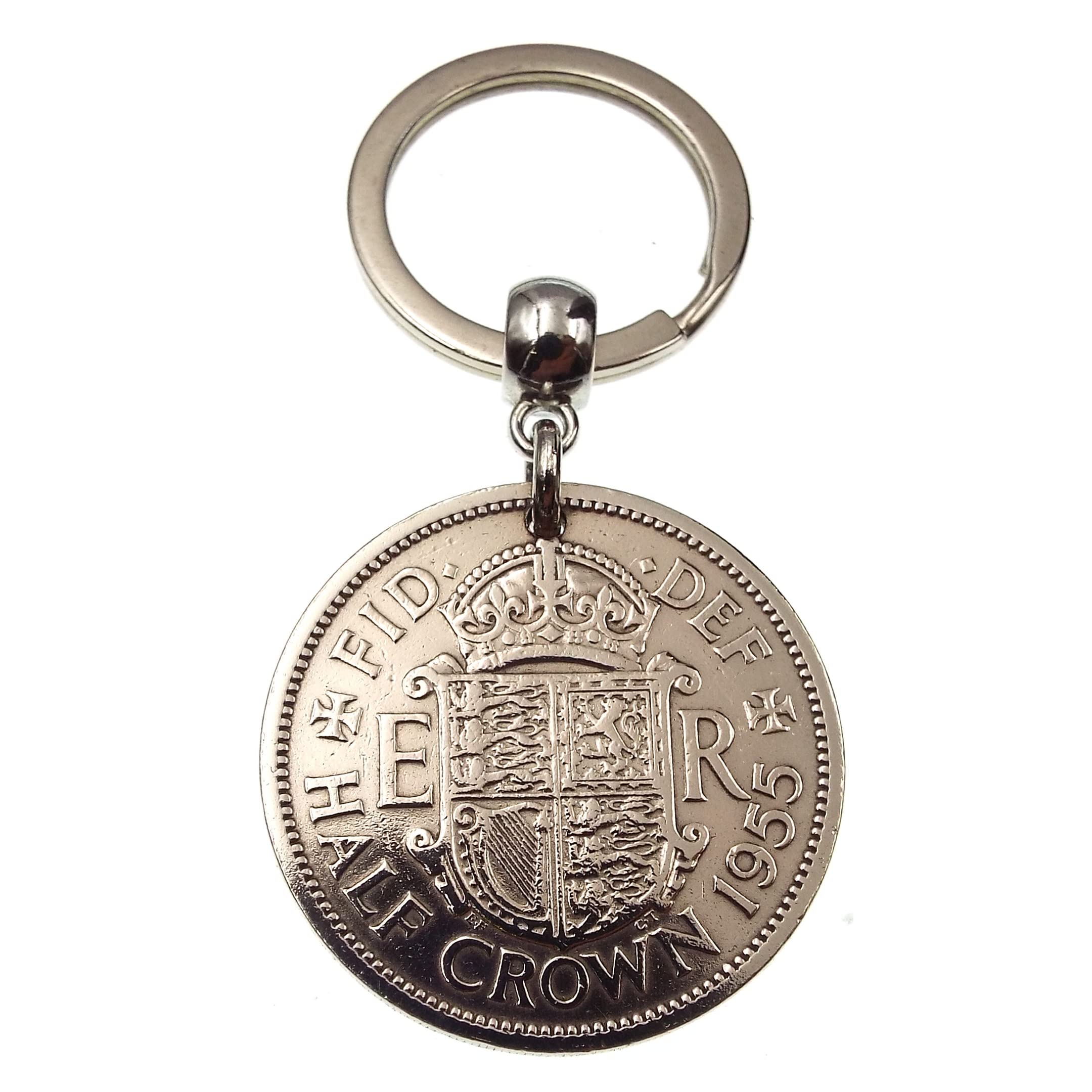 A Silver Dream 1955 Half Crown Coin Keyring Birthday Anniversary Retirement His Hers Men Women