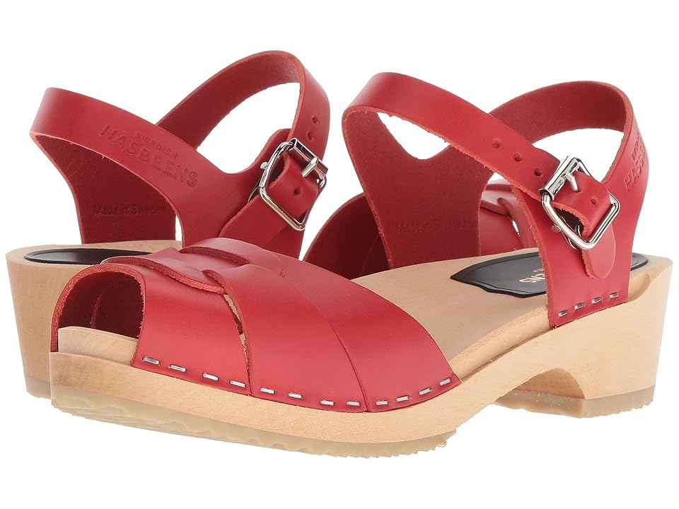 

Swedish Hasbeens Peep Toe Low (Red) Women's Sandals